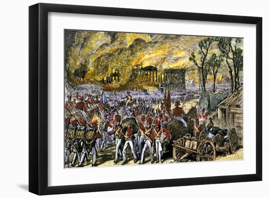 Capture and Burning of Washington D.C. by the British in 1814-null-Framed Giclee Print