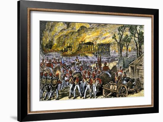 Capture and Burning of Washington D.C. by the British in 1814-null-Framed Giclee Print