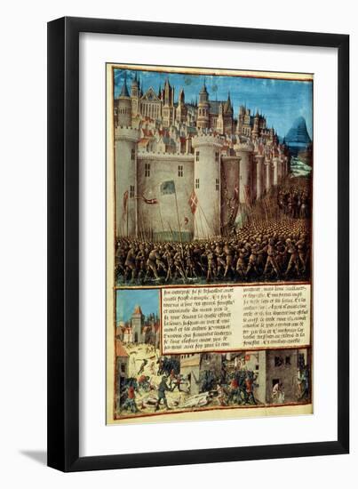 Capture and Sack of Antioch in 1098, First Crusade, French manuscript 15th century-null-Framed Giclee Print