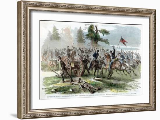 Capture of Confederate Guns, Near Culpeper, Virginia, American Civil War, 14 September 1863-Edwin Forbes-Framed Giclee Print