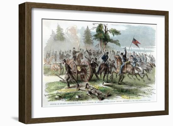 Capture of Confederate Guns, Near Culpeper, Virginia, American Civil War, 14 September 1863-Edwin Forbes-Framed Giclee Print