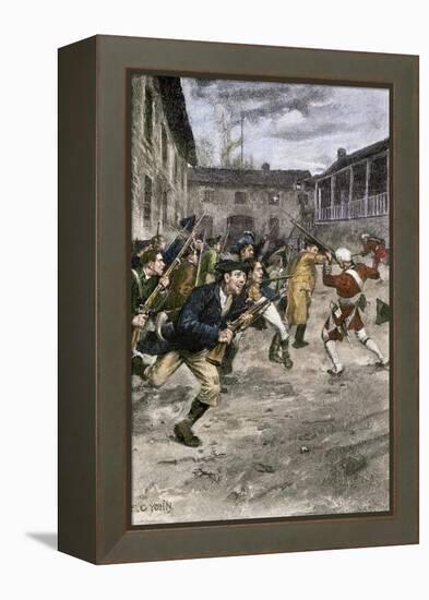 Capture of Fort Ticonderoga by Ethan Allen and the Green Mountain Boys, c.1775-null-Framed Premier Image Canvas