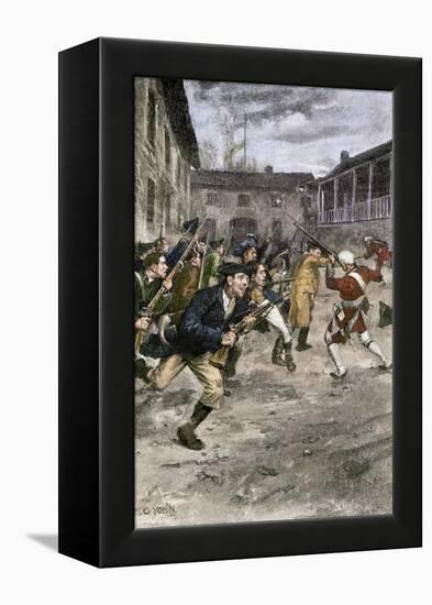 Capture of Fort Ticonderoga by Ethan Allen and the Green Mountain Boys, c.1775-null-Framed Premier Image Canvas