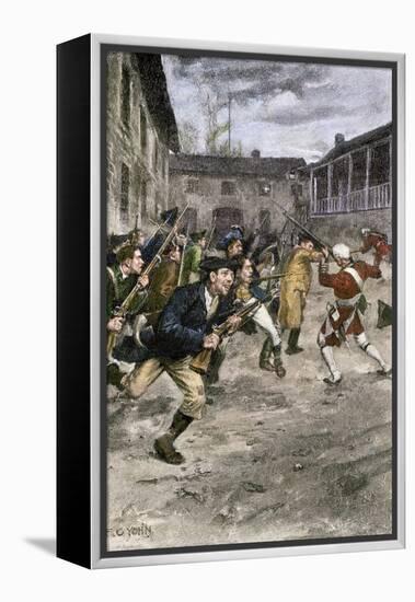 Capture of Fort Ticonderoga by Ethan Allen and the Green Mountain Boys, c.1775-null-Framed Premier Image Canvas