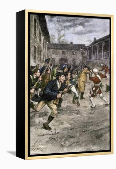 Capture of Fort Ticonderoga by Ethan Allen and the Green Mountain Boys, c.1775-null-Framed Premier Image Canvas