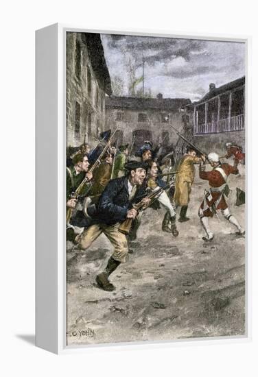 Capture of Fort Ticonderoga by Ethan Allen and the Green Mountain Boys, c.1775-null-Framed Premier Image Canvas