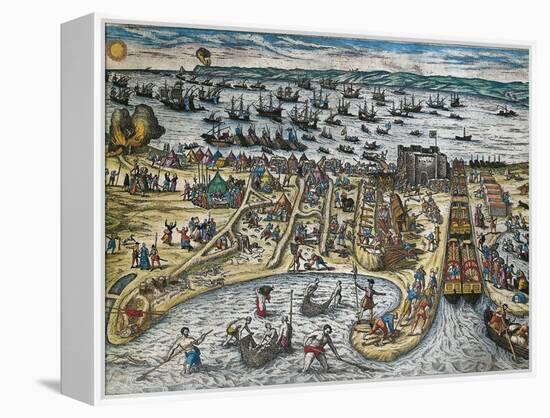 Capture of La Goulette and Tunis by Charles V, 1535-Franz Hogenberg-Framed Premier Image Canvas