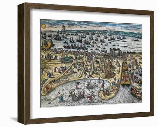 Capture of La Goulette and Tunis by Charles V, 1535-Franz Hogenberg-Framed Giclee Print