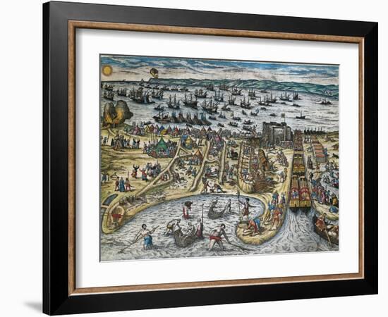 Capture of La Goulette and Tunis by Charles V, 1535-Franz Hogenberg-Framed Giclee Print