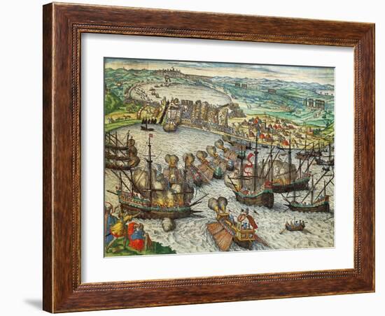 Capture of La Goulette and Tunis by Charles V, 1535-Franz Hogenberg-Framed Giclee Print