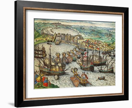 Capture of La Goulette and Tunis by Charles V, 1535-Franz Hogenberg-Framed Giclee Print