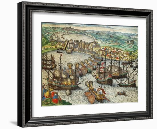 Capture of La Goulette and Tunis by Charles V, 1535-Franz Hogenberg-Framed Giclee Print