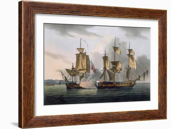 Capture of La Reunion, October 21st 1793, from 'The Naval Achievements of Great Britain'-Thomas Whitcombe-Framed Giclee Print