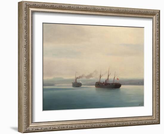 Capture of the Turkish Troopship Mersina by the Steamer Russia on 13 December 1877, 1877-Ivan Konstantinovich Aivazovsky-Framed Giclee Print