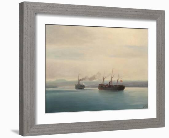 Capture of the Turkish Troopship Mersina by the Steamer Russia on 13 December 1877, 1877-Ivan Konstantinovich Aivazovsky-Framed Giclee Print