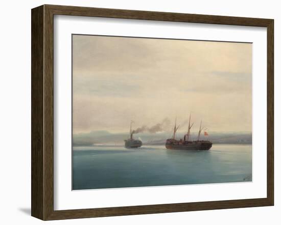 Capture of the Turkish Troopship Mersina by the Steamer Russia on 13 December 1877, 1877-Ivan Konstantinovich Aivazovsky-Framed Giclee Print