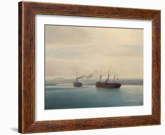 Capture of the Turkish Troopship Mersina by the Steamer Russia on 13 December 1877, 1877-Ivan Konstantinovich Aivazovsky-Framed Giclee Print