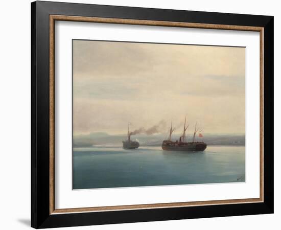 Capture of the Turkish Troopship Mersina by the Steamer Russia on 13 December 1877, 1877-Ivan Konstantinovich Aivazovsky-Framed Giclee Print