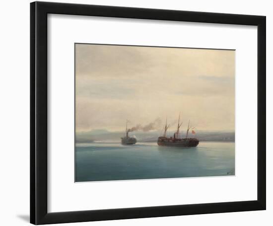 Capture of the Turkish Troopship Mersina by the Steamer Russia on 13 December 1877, 1877-Ivan Konstantinovich Aivazovsky-Framed Giclee Print