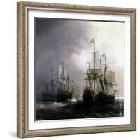 Capture of Three Dutch Commercial Vessels by the French Ships Fidèle, Mutine and Jupiter, in 1711-Théodore Gudin-Framed Giclee Print