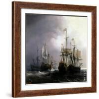 Capture of Three Dutch Commercial Vessels by the French Ships Fidèle, Mutine and Jupiter, in 1711-Théodore Gudin-Framed Giclee Print