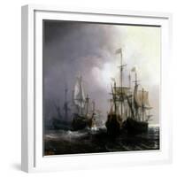 Capture of Three Dutch Commercial Vessels by the French Ships Fidèle, Mutine and Jupiter, in 1711-Théodore Gudin-Framed Giclee Print