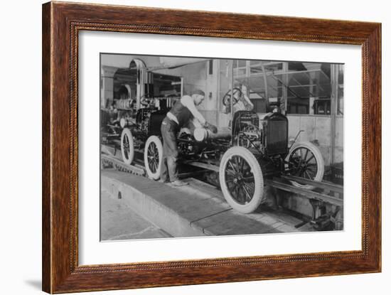 Car Assembly in Detroit Factory-null-Framed Art Print