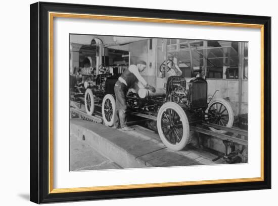 Car Assembly in Detroit Factory-null-Framed Art Print