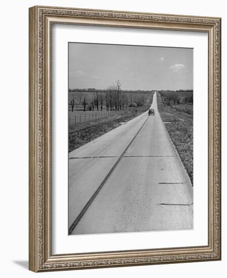 Car Driving Down Country Road-Alfred Eisenstaedt-Framed Photographic Print