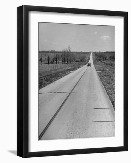 Car Driving Down Country Road-Alfred Eisenstaedt-Framed Photographic Print