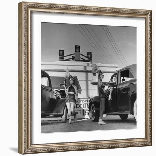 Car Hop Girls at "Heff's" One of 15 or 20 Hop-Ins in Corpus Christi-John Phillips-Framed Photographic Print