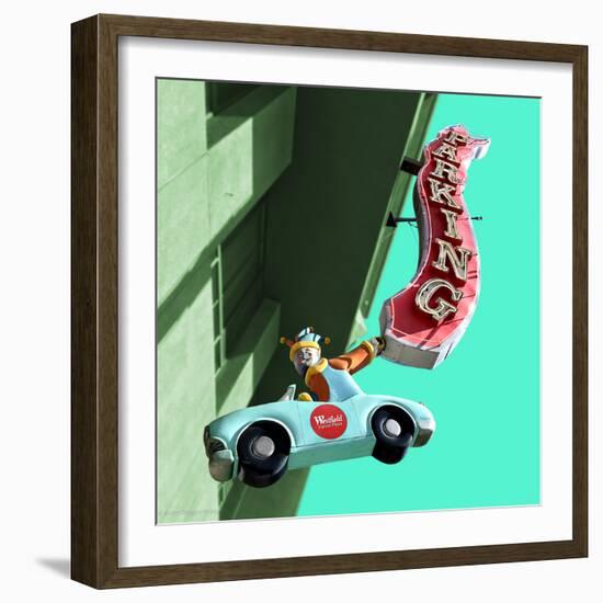 Car on Street Sign in America-Salvatore Elia-Framed Photographic Print