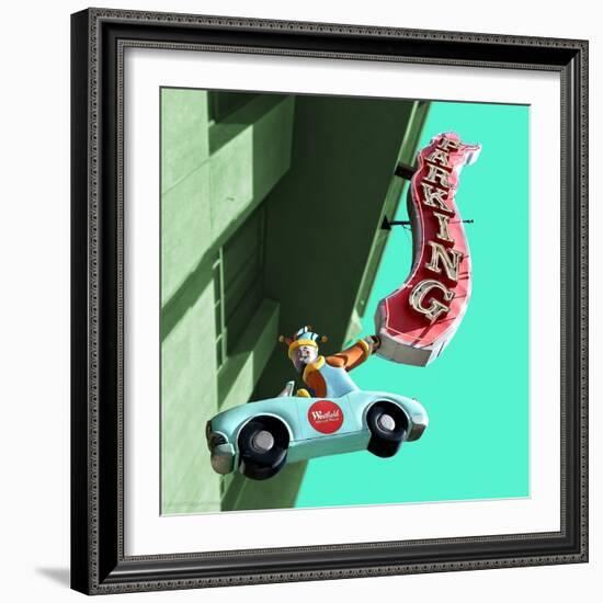 Car on Street Sign in America-Salvatore Elia-Framed Photographic Print