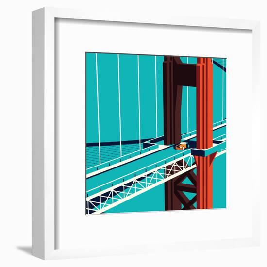 Car on the Golden State Bridge-Nikola Knezevic-Framed Art Print