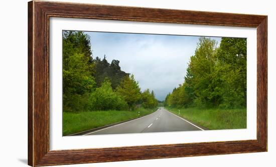 Car on Wet Highway in Springtime, Baden-Wurttemberg, Germany-null-Framed Photographic Print