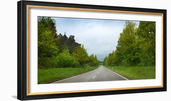 Car on Wet Highway in Springtime, Baden-Wurttemberg, Germany-null-Framed Photographic Print