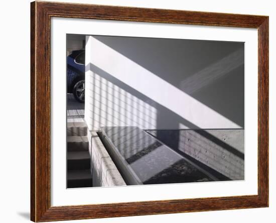 Car Parked at Modern Exterior of Residential House-John Edward Linden-Framed Photo