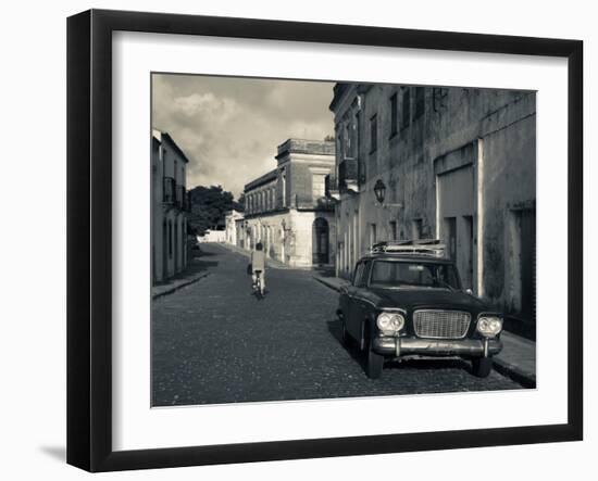 Car Parked in a Street, Calle San Jose, Colonia Del Sacramento, Uruguay-null-Framed Photographic Print