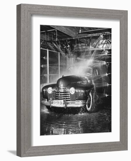 Car Rolling Through the Car Wash at Rockefeller Center-Bernard Hoffman-Framed Photographic Print