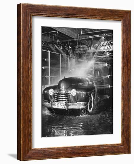 Car Rolling Through the Car Wash at Rockefeller Center-Bernard Hoffman-Framed Photographic Print