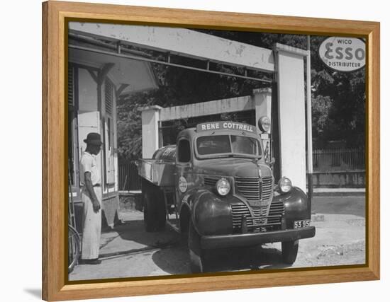 Car Sitting at a Gas Station on the Island of Martinique-David Scherman-Framed Premier Image Canvas
