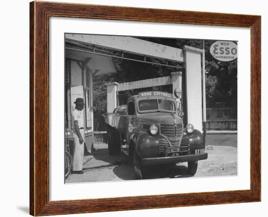 Car Sitting at a Gas Station on the Island of Martinique-David Scherman-Framed Premium Photographic Print