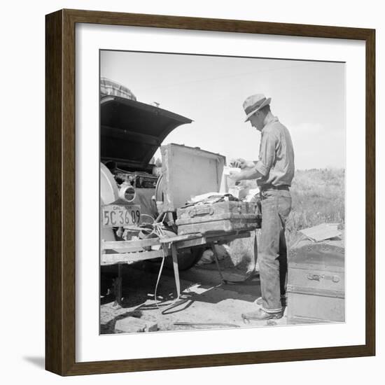 Car trouble on Highway 33, 1938-Dorothea Lange-Framed Photographic Print