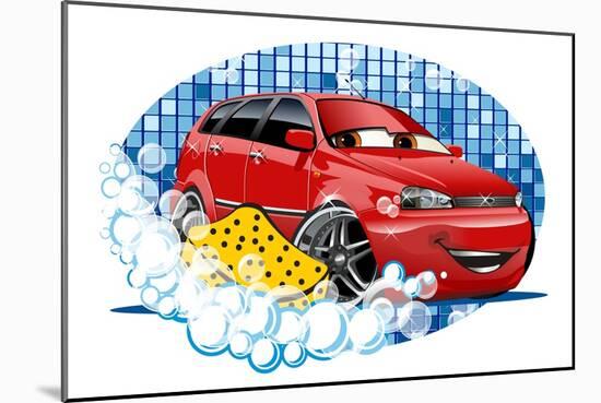 Car Washing Sign with Sponge-Mechanik-Mounted Art Print