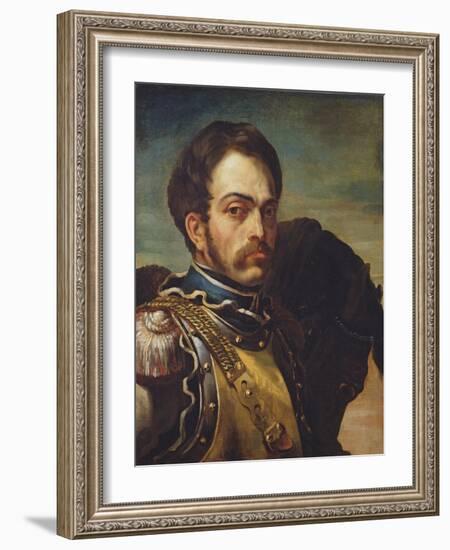 Carabinier Officer with His Horse, C.1814-Theodore Gericault-Framed Giclee Print