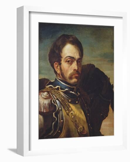 Carabinier Officer with His Horse, C.1814-Theodore Gericault-Framed Giclee Print