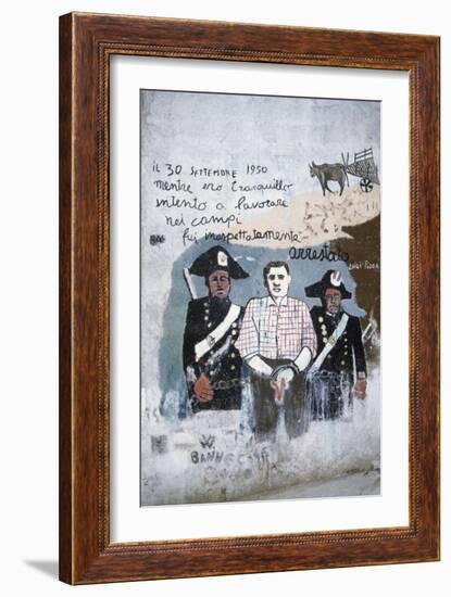 Carabinieri (Police) with Prisoner, Mural in Orgosolo, Sardinia, Italy-null-Framed Giclee Print