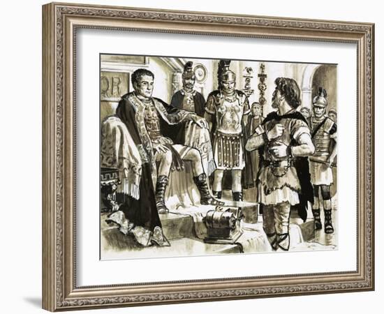 Caractacus Confronts Emperor Claudius-C.l. Doughty-Framed Giclee Print