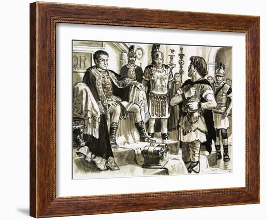 Caractacus Confronts Emperor Claudius-C.l. Doughty-Framed Giclee Print