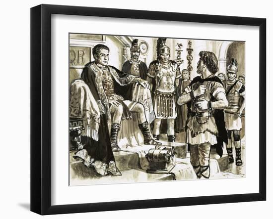 Caractacus Confronts Emperor Claudius-C.l. Doughty-Framed Giclee Print